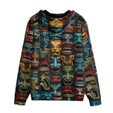 Men's Zip Up Hoodie Aztec Art Masks