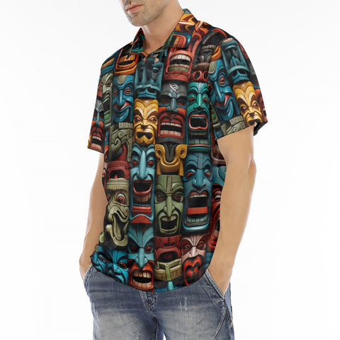 Men's Polo Shirt Aztec Art Masks