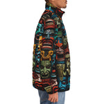 Down-Padded Puffer Jacket Aztec Art Masks