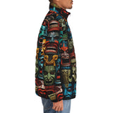 Down-Padded Puffer Jacket Aztec Art Masks