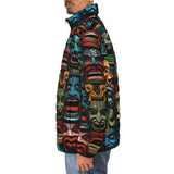 Down-Padded Puffer Jacket Aztec Art Masks