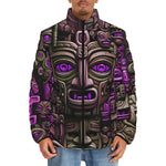 Down-Padded Puffer Jacket Surrealistic Masks Art