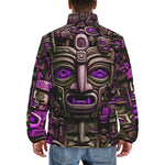 Down-Padded Puffer Jacket Surrealistic Masks Art