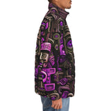 Down-Padded Puffer Jacket Surrealistic Masks Art