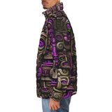 Down-Padded Puffer Jacket Surrealistic Masks Art
