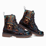 Leather Boots Art of Mayan Gods