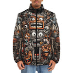 Down-Padded Puffer Jacket Cartoon Robots Art