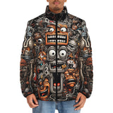 Down-Padded Puffer Jacket Cartoon Robots Art