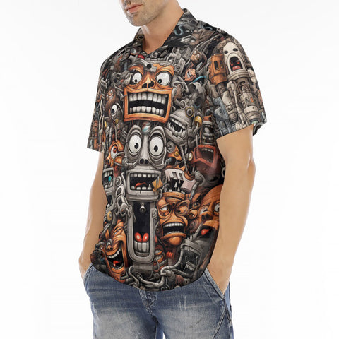 Men's Polo Shirt Cartoon Robots Art