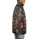 Down-Padded Puffer Jacket Cartoon Robots Art