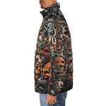 Down-Padded Puffer Jacket Cartoon Robots Art