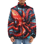 Down-Padded Puffer Jacket Red Octopus in Space