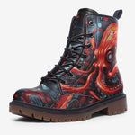 Leather Boots Red Octopus in Space