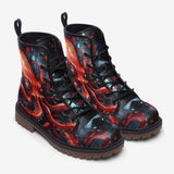 Leather Boots Red Octopus in Space