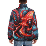 Down-Padded Puffer Jacket Red Octopus in Space