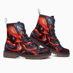 Leather Boots Red Octopus in Space