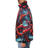 Down-Padded Puffer Jacket Red Octopus in Space