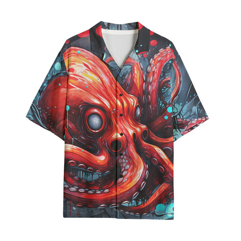 Hawaiian Shirt Red Octopus in Space