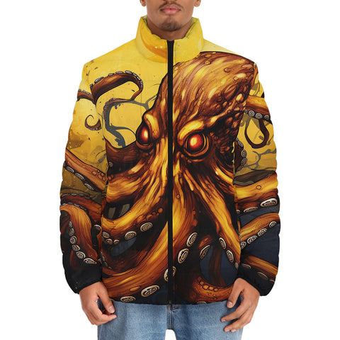 Down-Padded Puffer Jacket Golden Octopus Art