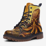 Leather Boots Golden Octopus Art