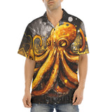 Hawaiian Shirt Orange Octopus with Splatters