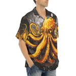 Hawaiian Shirt Orange Octopus with Splatters