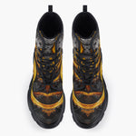 Casual Leather Chunky Boots Orange Octopus with Splatters