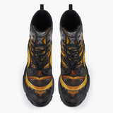 Casual Leather Chunky Boots Orange Octopus with Splatters