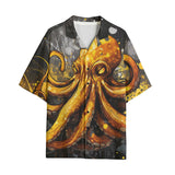 Hawaiian Shirt Orange Octopus with Splatters