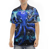 Men's Polo Shirt Blue Octopus with Tentacles