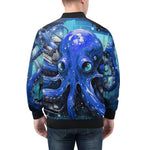 Bomber Jacket Blue Octopus with Tentacles