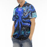 Men's Polo Shirt Blue Octopus with Tentacles