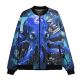 Bomber Jacket Blue Octopus with Tentacles