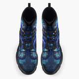 Casual Leather Chunky Boots Blue Octopus with Tentacles