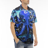 Men's Polo Shirt Blue Octopus with Tentacles