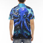 Men's Polo Shirt Blue Octopus with Tentacles