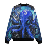 Bomber Jacket Blue Octopus with Tentacles