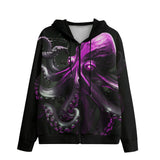 Men's Zip Up Hoodie Pink Octopus