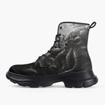 Casual Leather Chunky Boots Skull of Giant Octopus