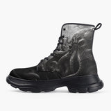 Casual Leather Chunky Boots Skull of Giant Octopus