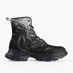Casual Leather Chunky Boots Skull of Giant Octopus
