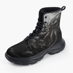 Casual Leather Chunky Boots Skull of Giant Octopus