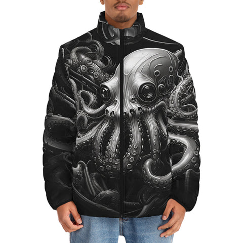 Down-Padded Puffer Jacket Futuristic Octopus