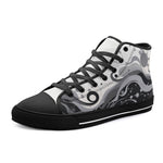 High-Top Canvas Shoes Black and White Abstract Swirl