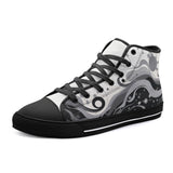 High-Top Canvas Shoes Black and White Abstract Swirl