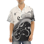 Hawaiian Shirt Black and White Abstract Swirl