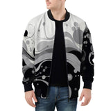 Bomber Jacket Black and White Abstract Swirl