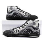 High-Top Canvas Shoes Black and White Abstract Swirl