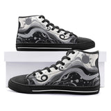 High-Top Canvas Shoes Black and White Abstract Swirl