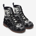 Leather Boots Black and White Abstract Swirl